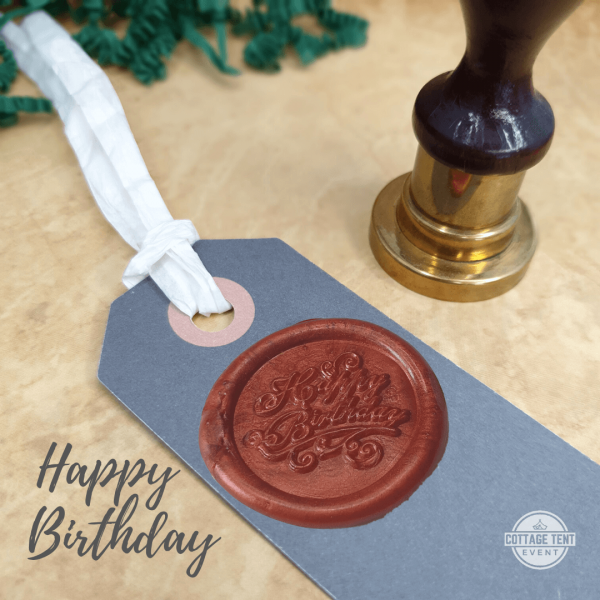 Wax seal sticker with happy birthday text