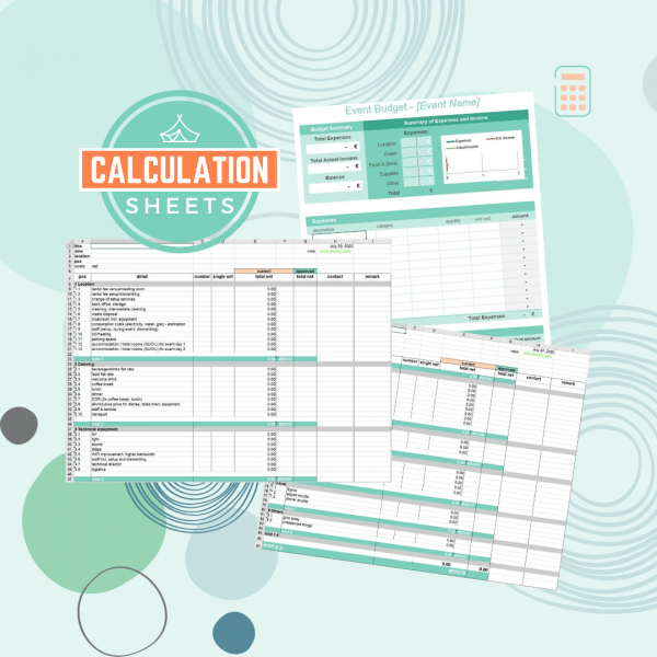 Event Planning Workbook Template Library - calculation